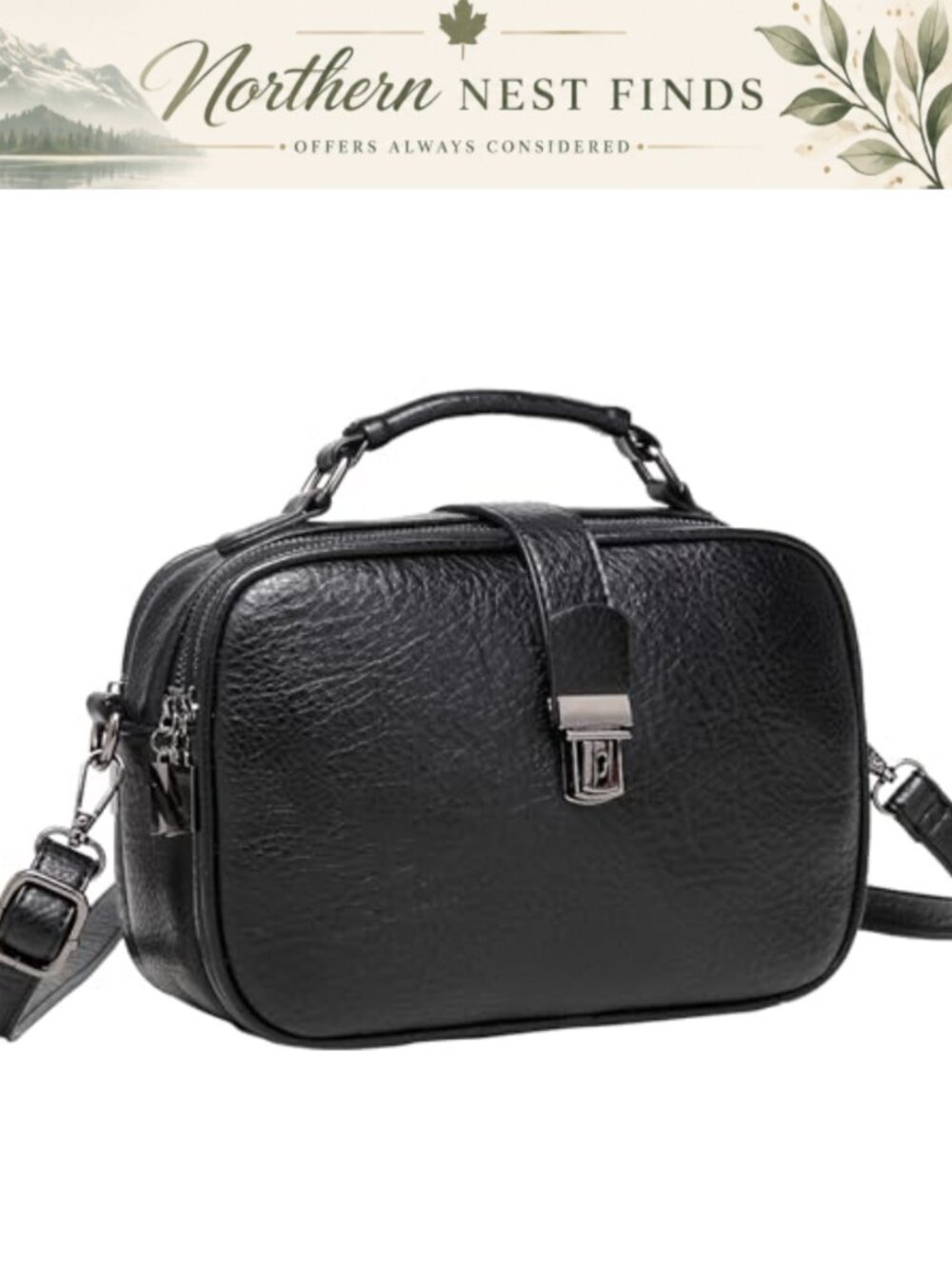 Faux Leather Crossbody Bag for Women with Top Handle and Adjustable Strap